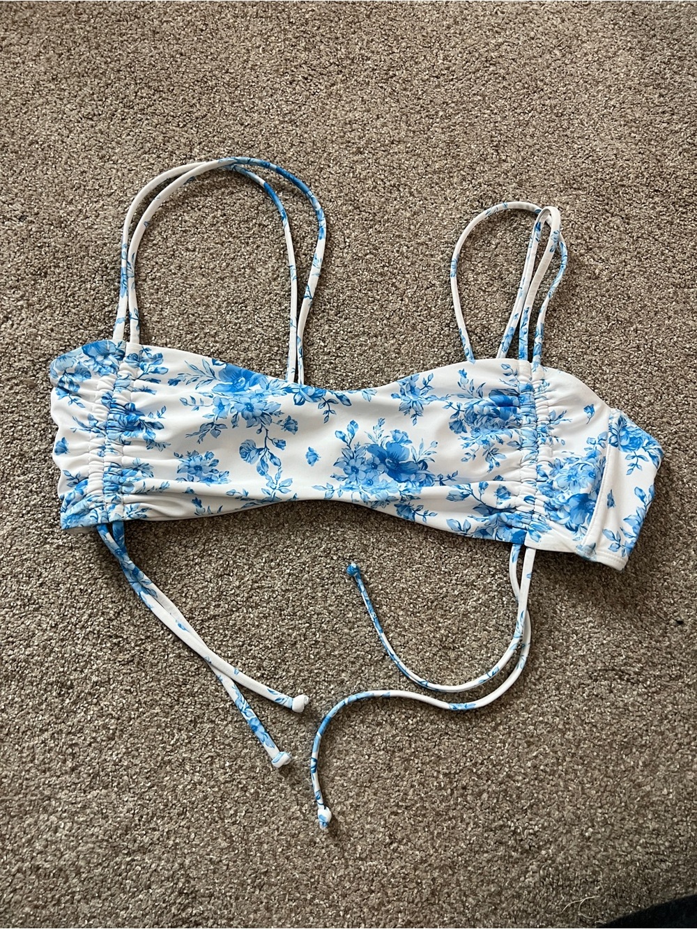 wild fable White and Blue Floral Bikini Top
